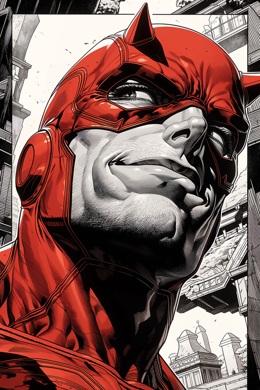 DAREDEVIL BLACK WHITE RED ILLO Fine Art Print 13×19 Limited 1/30 Born Again