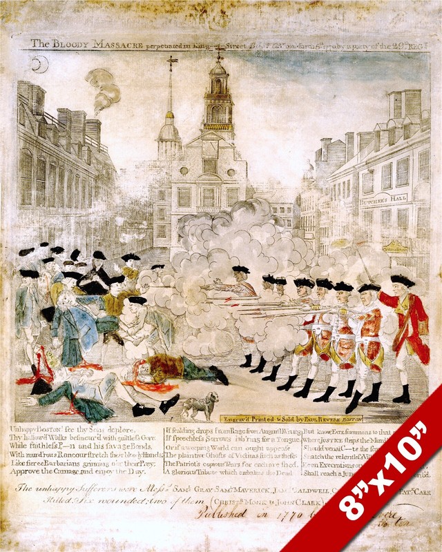 BOSTON MASSACRE PAUL REVERE NEWSPAPER AMERICAN REVOLUTION REAL CANVAS ART PRINT