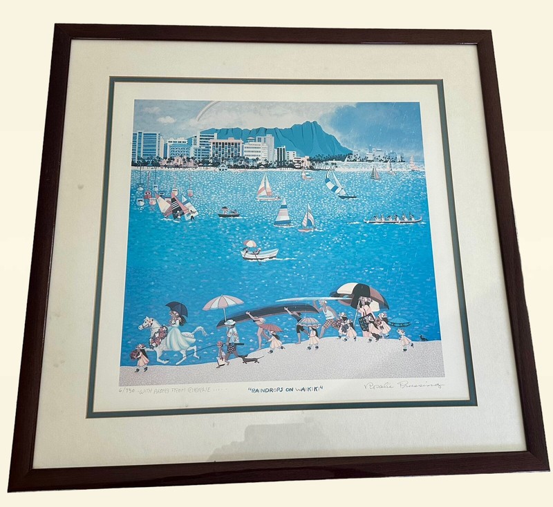 Rosalie Prussing Gislée Ltd Print RAINDROPS ON WAIKIKI Signed and Numbered 6/750