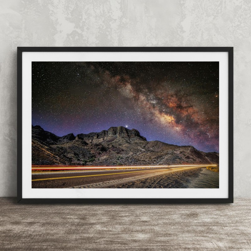 Milky Way Wall Art Mountain Landscape Night Sky Photo Canvas Print