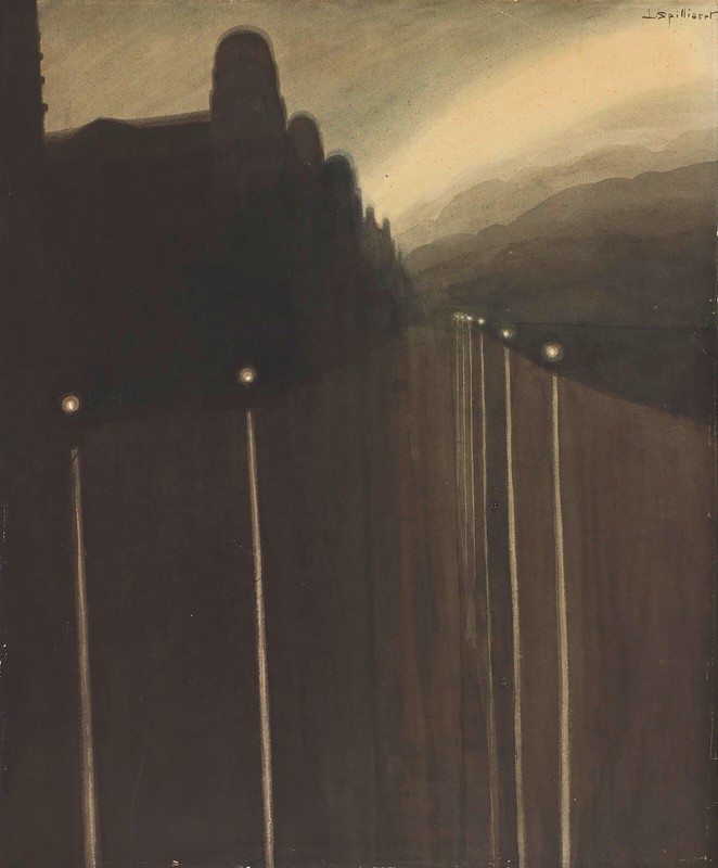Léon Spilliaert – Dike at Night, Reflected Lights, (1908) – 17″ x 22″ Art Print
