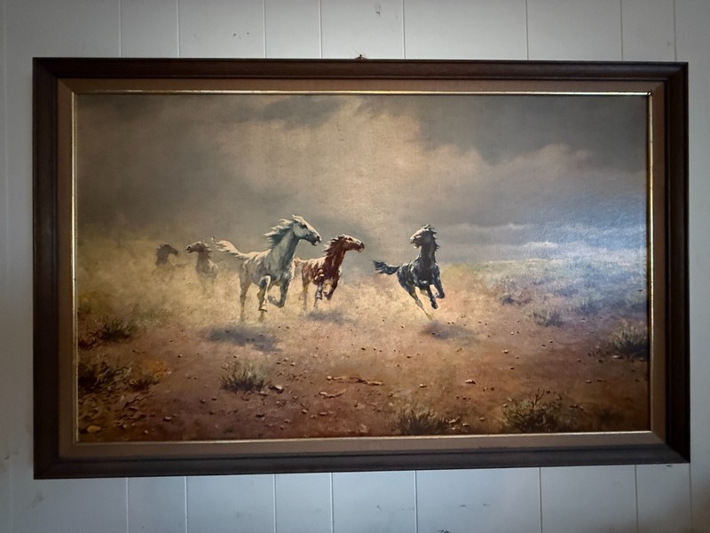 1962 AUGUST ALBO ART LITHO PRINT “FREE AS THE WIND” FRAMED