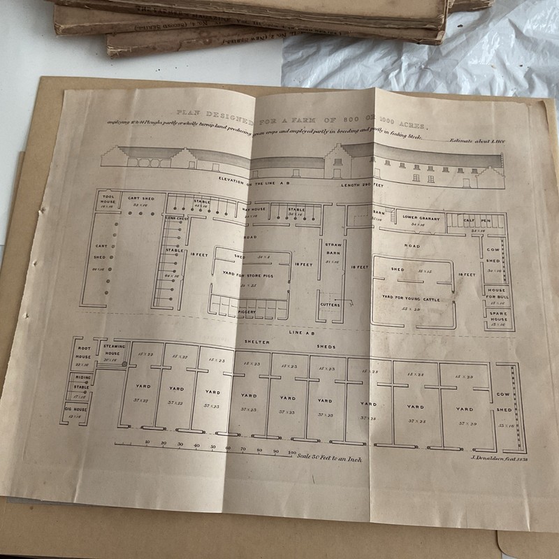 FARMING PRINT 1838 FOLD OUT PLAN OF FARM for 800 to 1000 acres