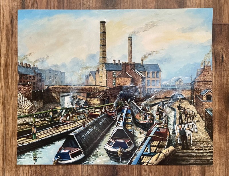 Canal Scene Black Country Industrial Heritage Barge Art Illustrative Realism