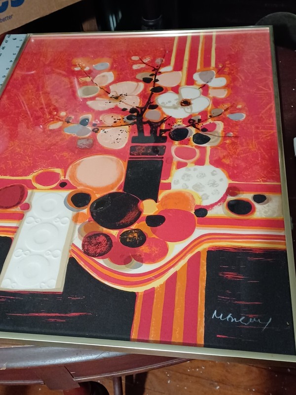 Mcm ABSTRACT LITHOGRAPH Frederic Menguy, Hand Signed Numbered embossed pop art gallery