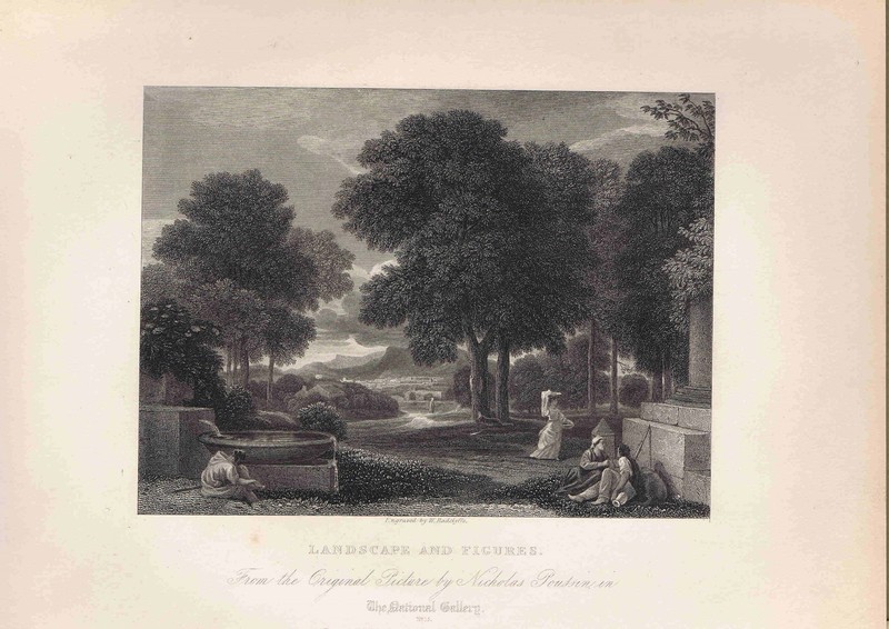 Landscape w/ Man Washing His Feet at a Fountain by POUSSIN- 832 Print Plus BONUS