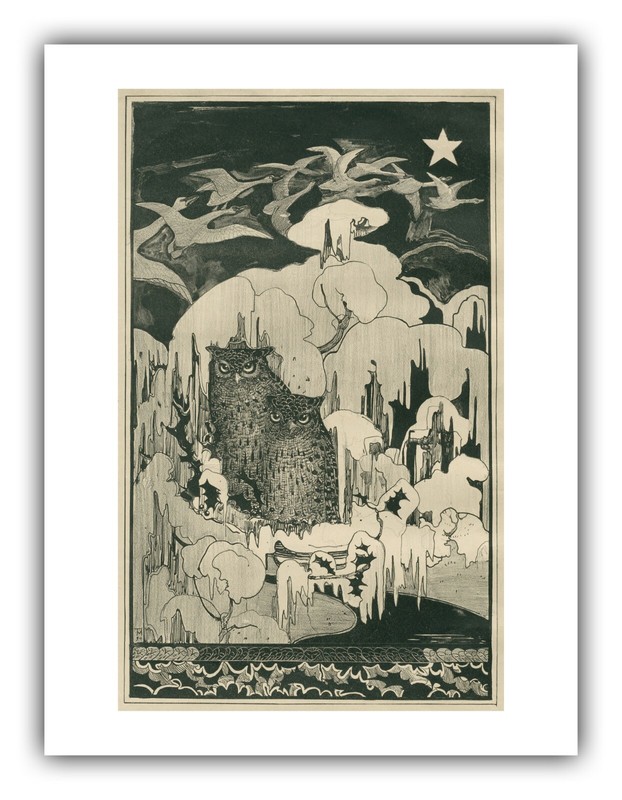 Theo van Hoytema: "Composite with Owls ('Night')" (c.1874-1917) - Fine Art Print