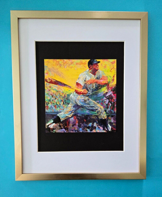 LEROY NEIMAN + BASEBALL «MICKEY MANTLE» 1980’S PLATE SIGNED PRINT FRAMED W