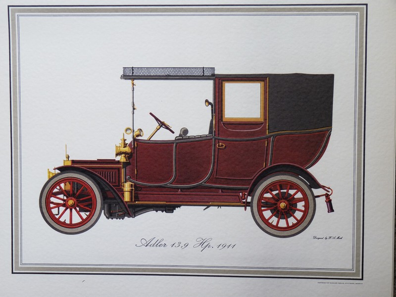 Adler 13.9 HP 1911 Original Schuler Print Hans A Muth Lithograph 1962 gallery