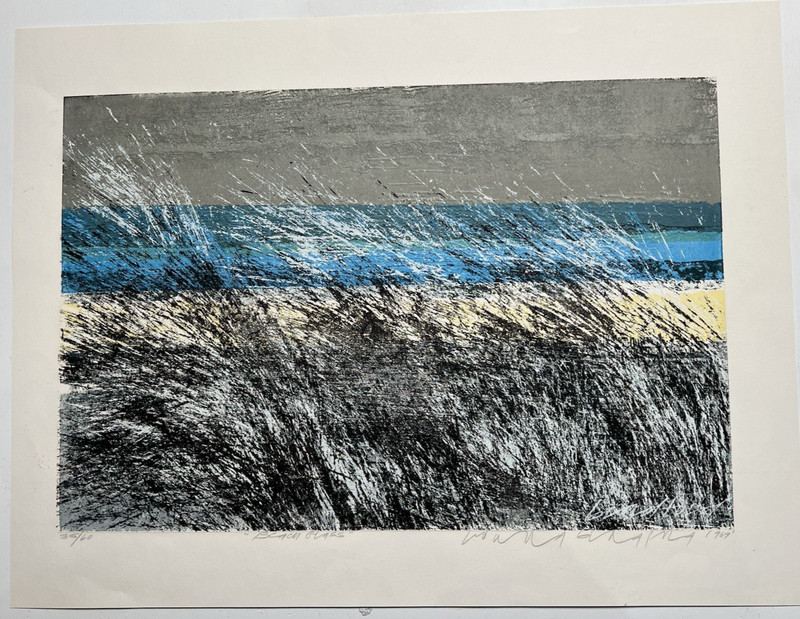 Howard Bradford Signed & Dated Vintage Serigraph Print Titled «Beach Grass» 1969