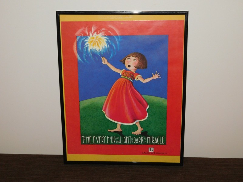 VINTAGE 14 1/2" X 11 1/2" WALT WHITMAN FRAMED LITTLE GIRL MIRACLE ME POSTER