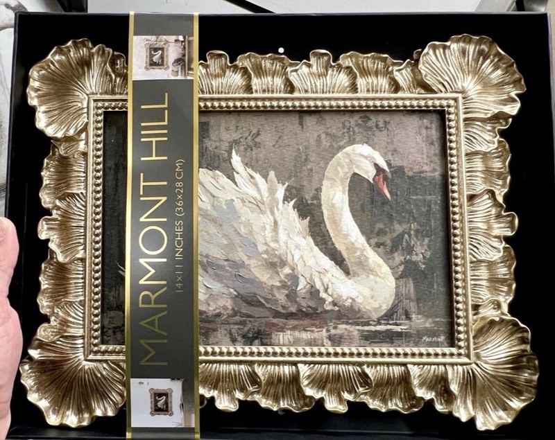 Swan Floral Framed Wall Art Ornate Gold Frame Vintage Glam Marmont Hill gallery