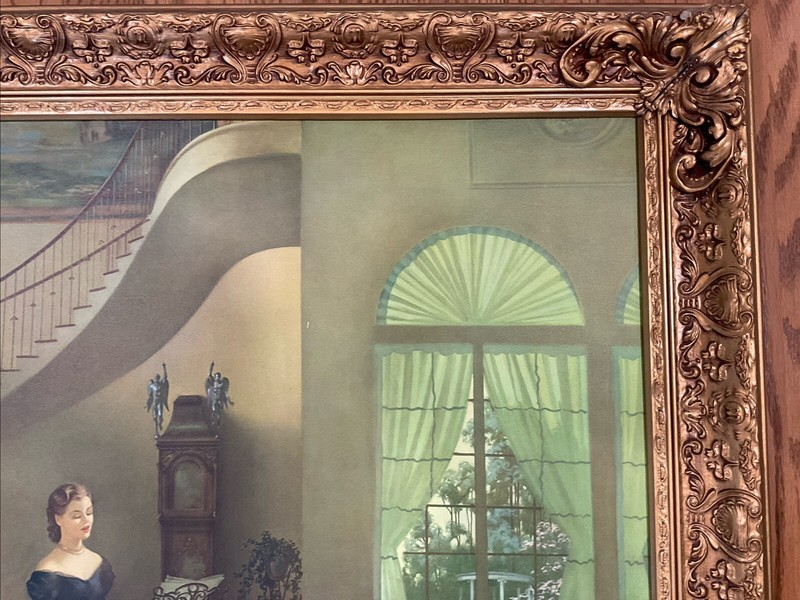 Ralph Brownell McGrew Morning Melody offset lithograph Gold Guilt Framed 29 X 35 gallery