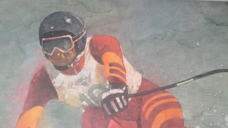 BART FORBES ART PRINT " Calgary 1988 " OLYMPIC SKI RACER SKIER WINTER SCENE N/R gallery
