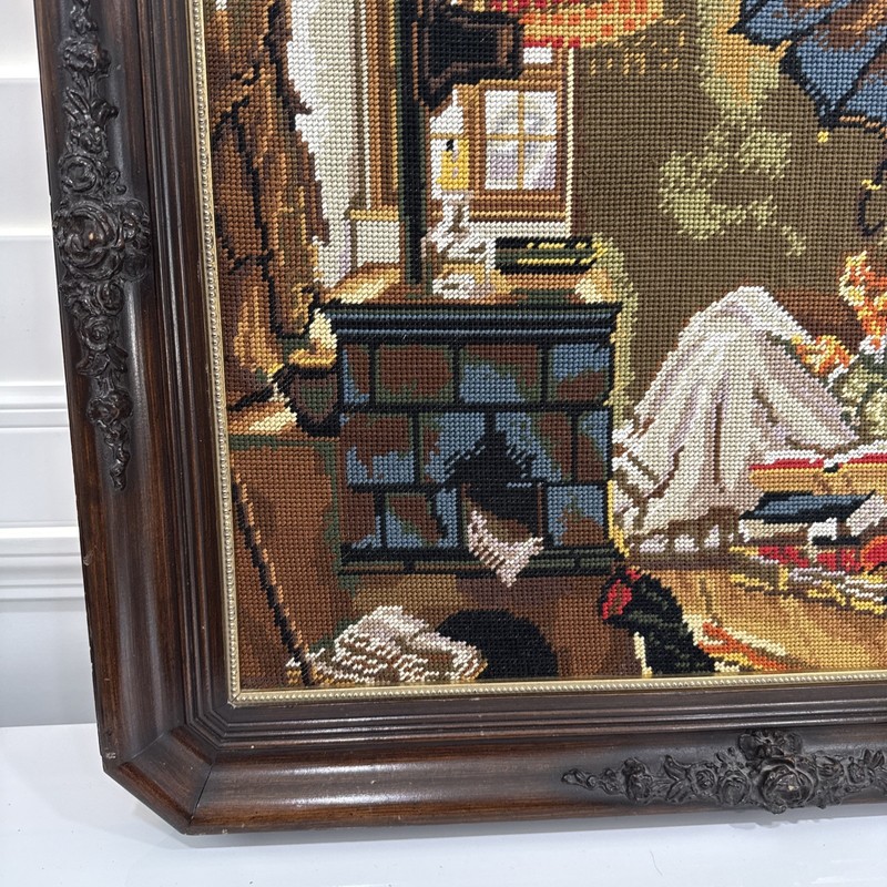 The Poor Poet Carl Spitzweg Needlepoint Art Beautiful Framed Vintage gallery