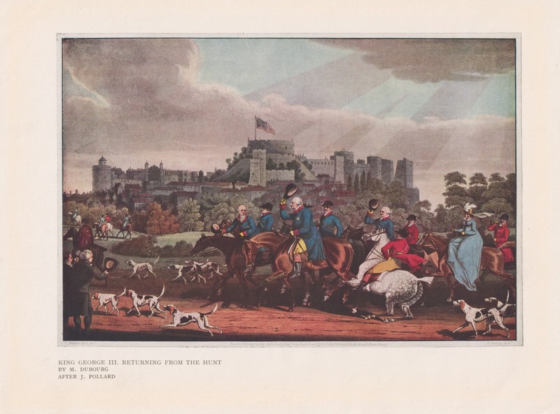 King George III Fox Hunting Foxhound Dogs Equestrian Horse Antique Print 1927