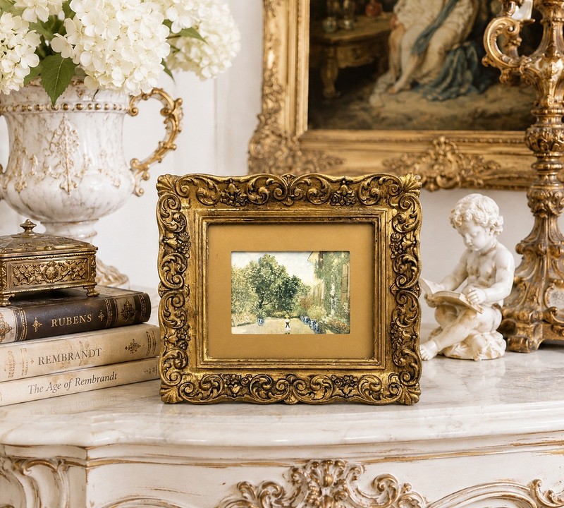 Vintage Monet Garden at Argenteuil Framed Mini Print Gold Baroque Wall Art Decor gallery