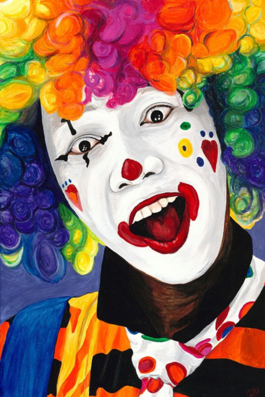 Limited Edition Giclee Print Rainbow Clown Joyful Surprise 16 x 20 paper