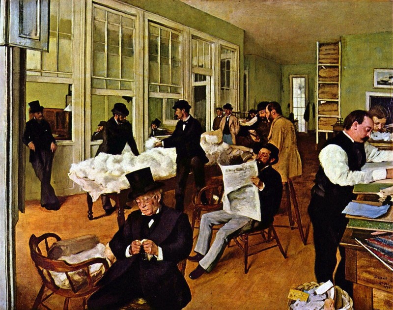 The cotton exchange by Edgar Degas Giclee Fine Art Print Repro on Canvas