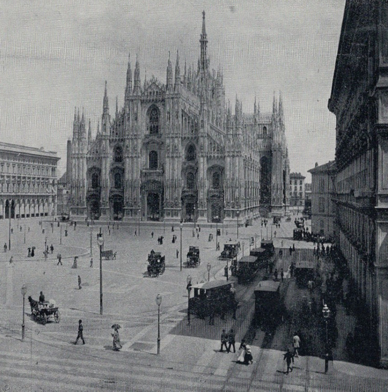 Grand Cathedral And Square Milan Italy City Life View 1892 Antique Print