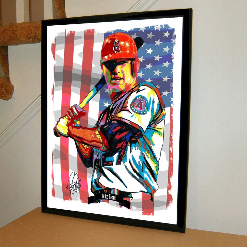 Mike Trout Los Angeles Angels Baseball MLB Poster Print Wall Art 18×24