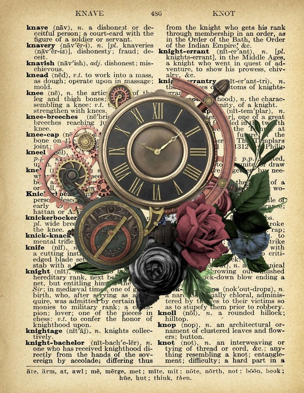Set of 6 Steam Punk Mechanical Dictionary Art Prints Unframed 8" x 10" gallery