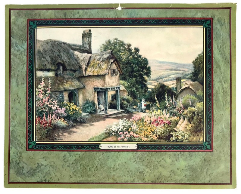 Antique c. 1915 calendar ART PRINT: "HOME BY THE WAYSIDE" Claude Strachan