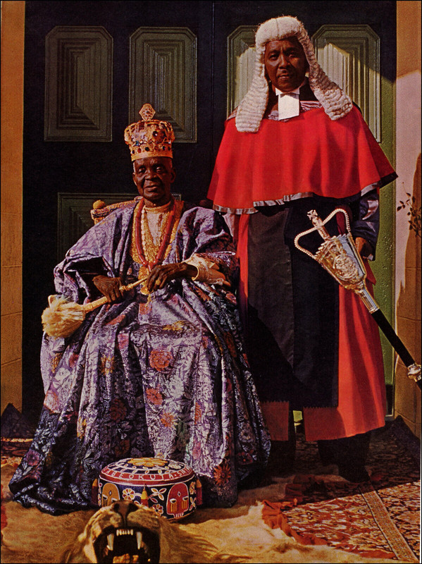 1961 Vintage Print Nigerian Father And Son Official Robes Head Chiefs Yoruba