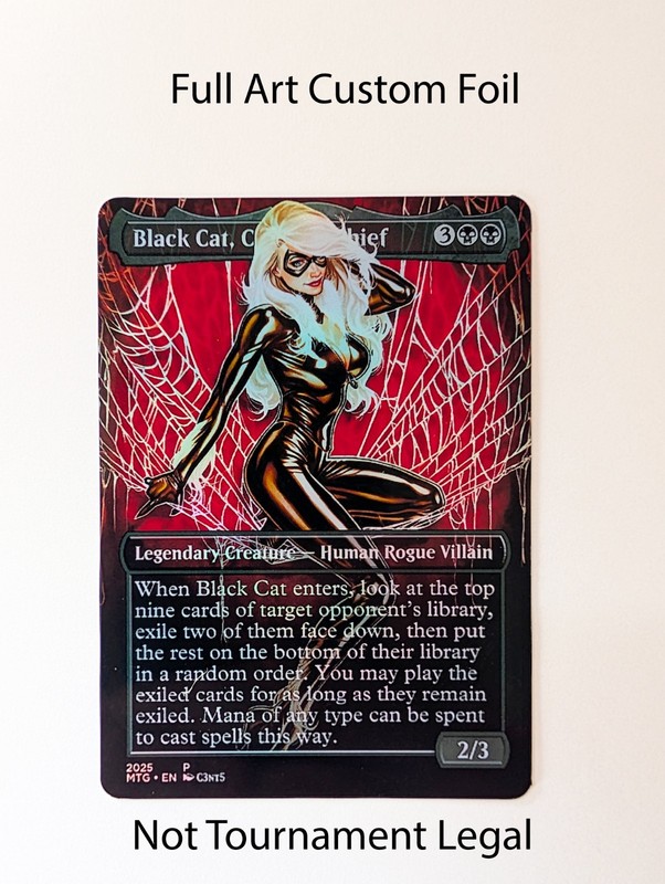 Black Cat Cunning Thief Foil Sticker | Custom MTG Commander V5
