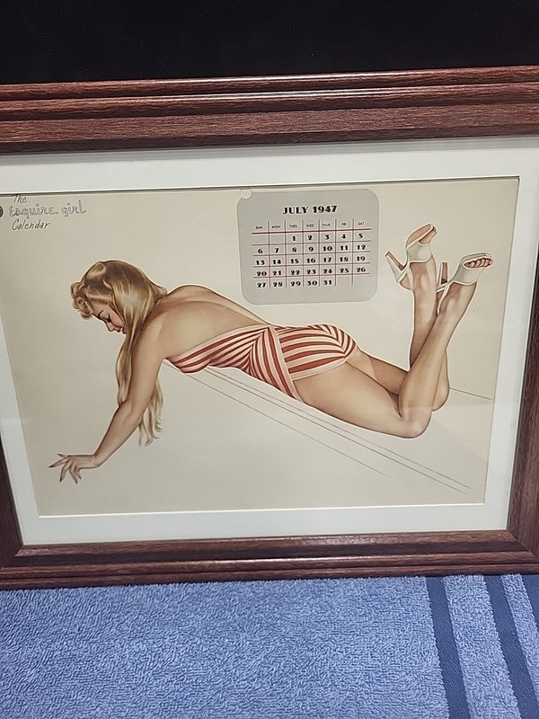 Alberto Vargas Framed Pinup "JULY 1947" "The Varga Girl" Esquire Calendar Page! gallery