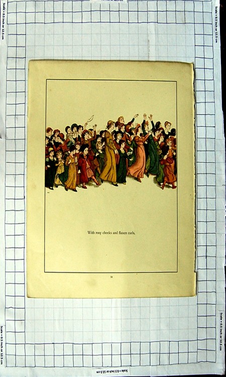 Original Old Antique Print Ref.460 Colour Nursery Rhyme Pied Piper Hamelin