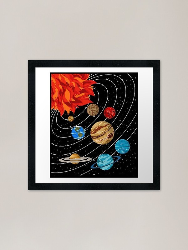 Space Science Astronaut Galaxy Plan Framed Wall Art Poster Canvas Print Picture