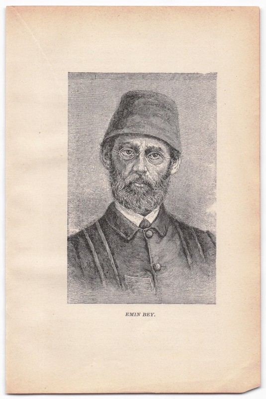 Vintage Emin Bey Portrait Engraving Art Print 1880s Victorian Book Illustration