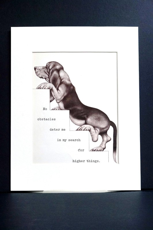 Boswell BASSET HOUND SEARCHING FOR HIGHER THINGS 1958 Vintage Dog Print Matted gallery