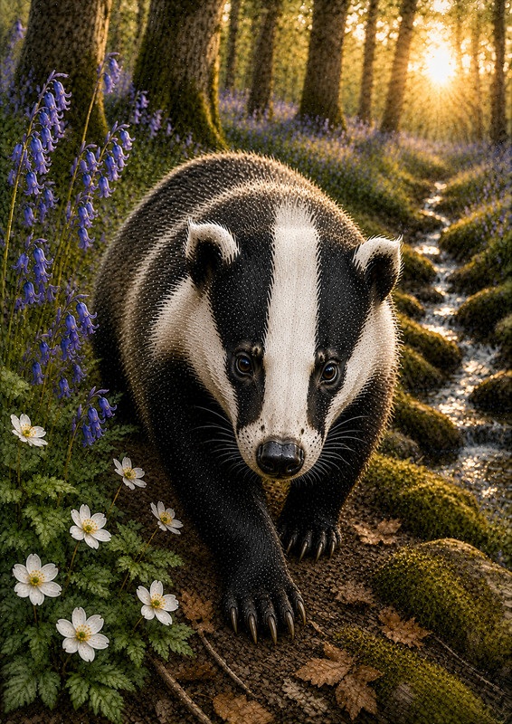 BADGER CUTE A4 PRINT PICTURE POSTER WALL ART HOME DECOR ANIMALS GIFT WILDLIFE gallery