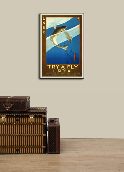 1930s Trout Fly Fishing Classic Vintage Style Travel Train Poster - 16x24 gallery