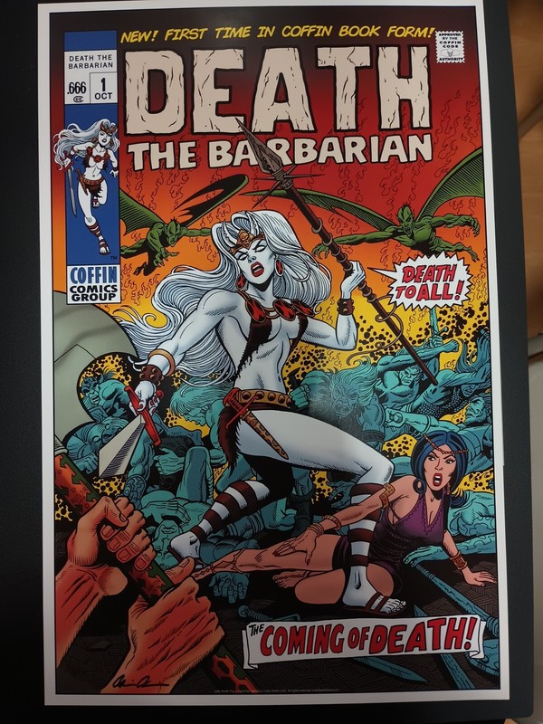 LADY DEATH CONAN THE BARBARIAN ART PRINT ~ MARAT MYCHAELS & SIGNED PULIDO +COA