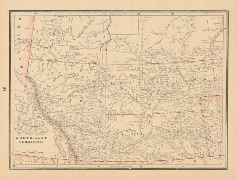 North West Territory, Canada. Athabasca Saskatchewan Assiniboia. CRAM 1894 map