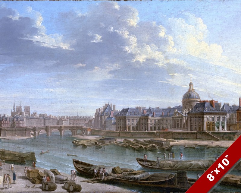 SCENIC PARIS FRANCE 1700’S LANDSCAPE FRENCH ART PAINTING REAL CANVAS PRINT