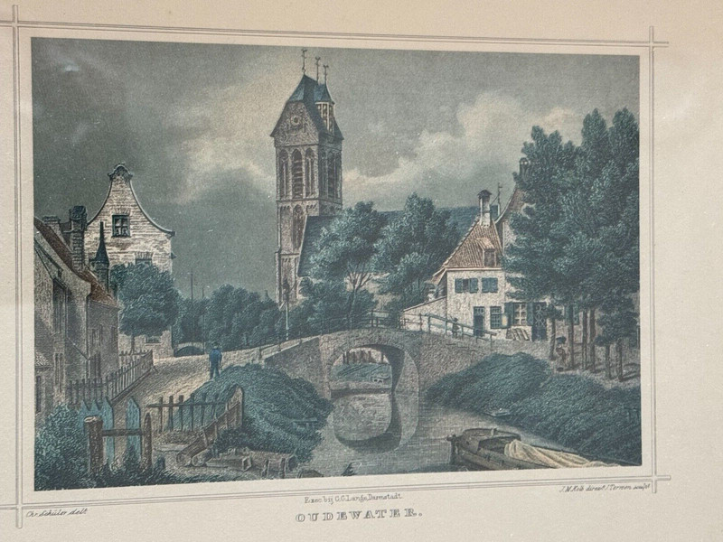 Antique Print OUDEWATER NETHERLANDS Terwen Schuler Wood Frame gallery