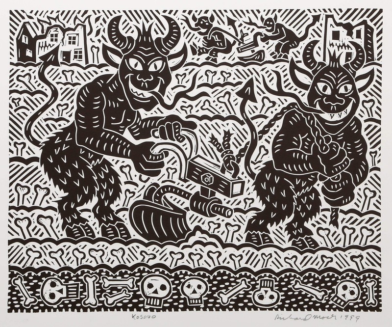 Richard Mock, Kosovo, Linocut on BFK Rives, signed, titled, numbered and dated i