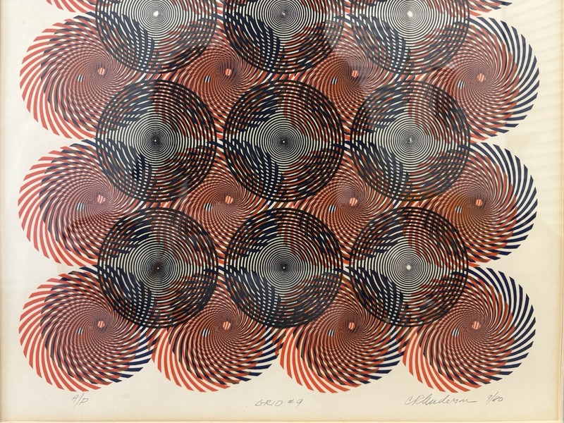 🔥 Vintage '60s ABSTRACT Modern OP ART Spirals GALAXIES Lithograph, ANDERSON gallery