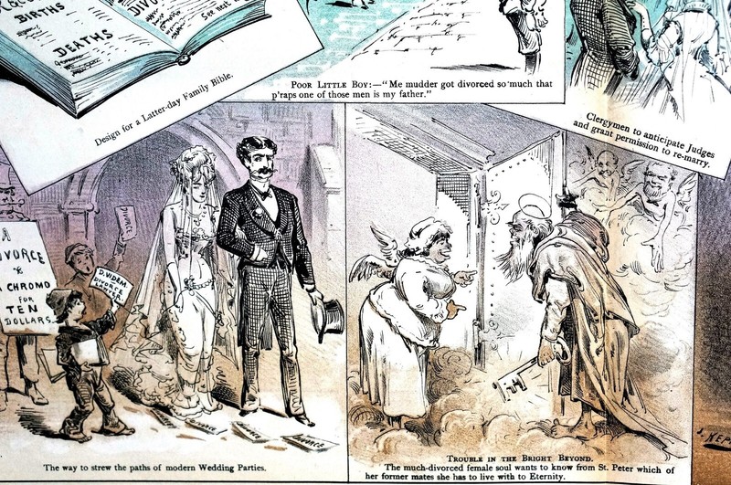 Marriage A La Mode 1879 LOVE ROMANCE MARRIAGE MULTIPLE DIVORCES BRIDE GROOM Puck gallery