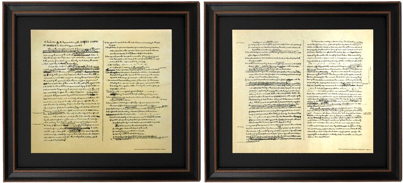 Framed Jefferson’s Rough Draft of The Declaration of Independence.