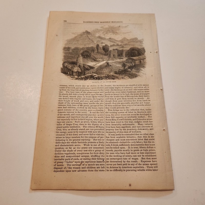 Hacienda Of The Mowry Mine Arizona c. 1865 Engraving (285)