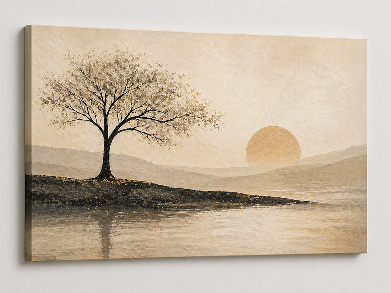 ICE ARMOR Large Canvas 24×36″ Minimalist Wall Art Tree Silhouette Modern Neutral