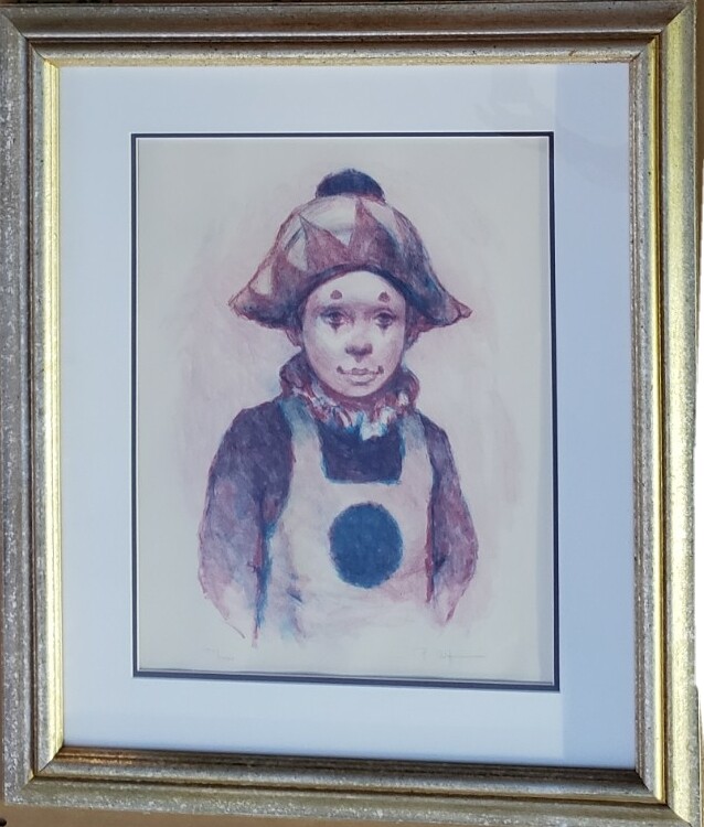 Hand Signed Philippe Alfieri - 177/200 - Young Boy Clown - Lithograph Art Print gallery