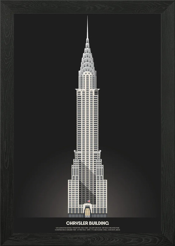 The Chrysler Building Framed Wall Art Poster Canvas Print Picture
