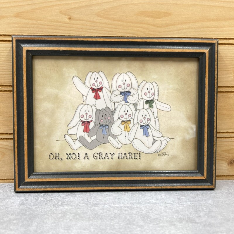Oh, NO! A Gray Hare! Art Print Humor Aging Hair Glass Framed 6x8 in