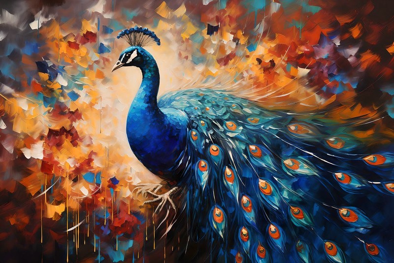 Abstract Animals Peacock Modern Painting Home Decor Wall Art Printed On Canvas
